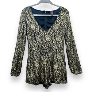 2b bebe black and gold lace romper
